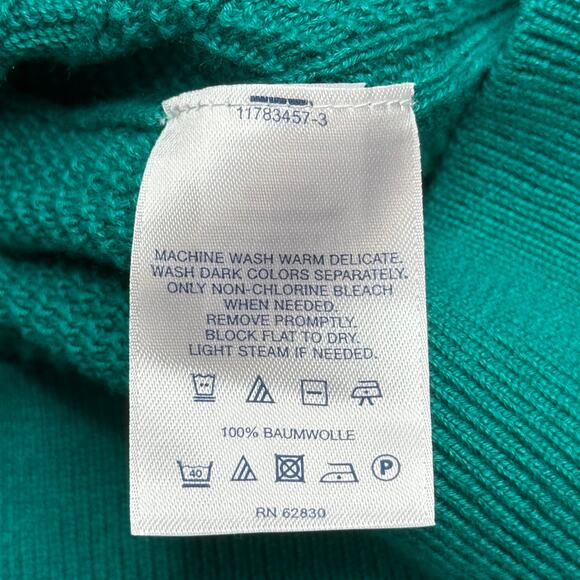 Lands End Green V-Neck Cotton Herringbone Knit Sweater Mens Size Large L 42-44 - Picture 6 of 7